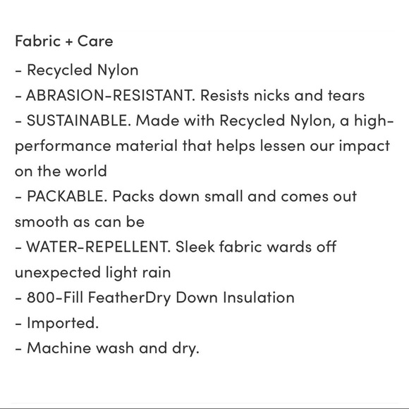 BNWT Athleta Lofty Down Jacket Black - Picture 15 of 15